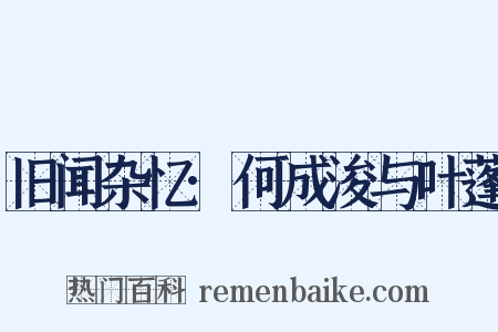 旧闻杂忆·何成浚与叶蓬是什么意思的图片